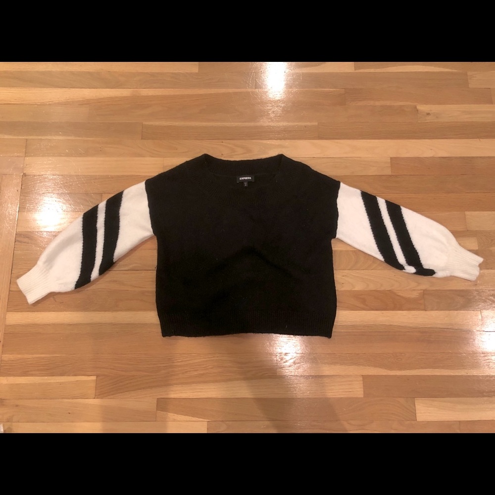 Black Sweater with Chevron Pattern sleeves